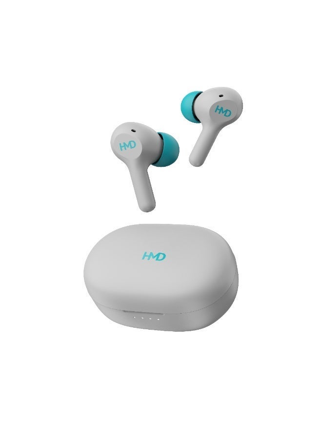 HMD DUB P50 True Wireless Earbuds, 6mm Drivers, 2 Mic AI-ENC for Clear Calls, Pocketable Design, 25 Hours Playtime, Low Latency Mode, Voice Assistant Support, IPX4, Fast Charging White - Image 1
