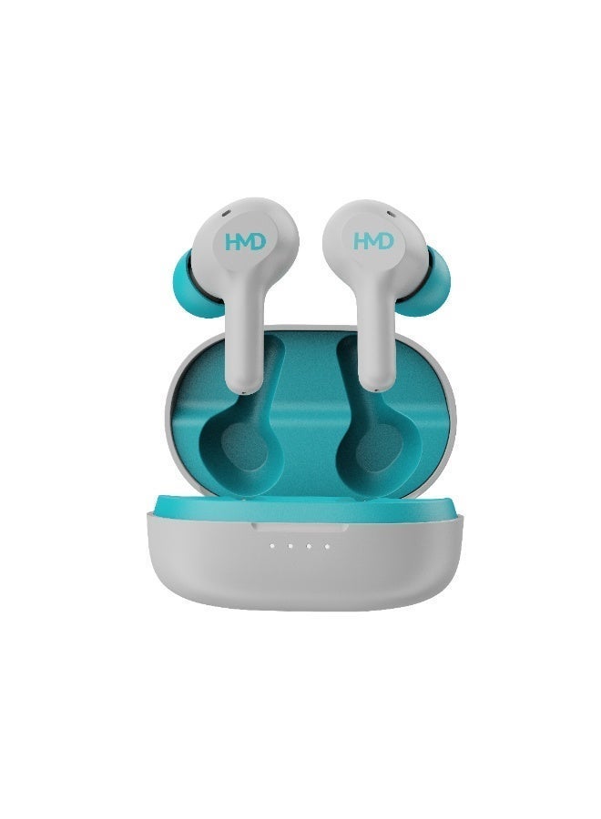 HMD DUB P50 True Wireless Earbuds, 6mm Drivers, 2 Mic AI-ENC for Clear Calls, Pocketable Design, 25 Hours Playtime, Low Latency Mode, Voice Assistant Support, IPX4, Fast Charging White - Image 4