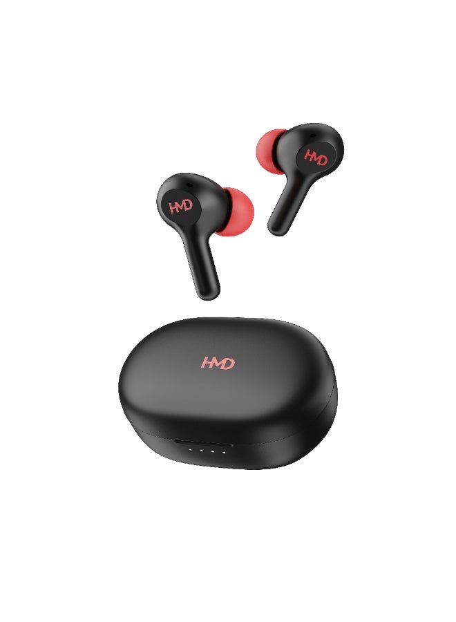 HMD DUB P50 True Wireless Earbuds, 6mm Drivers, 2 Mic AI-ENC for Clear Calls, Pocketable Design, 25 Hours Playtime, Low Latency Mode, Voice Assistant Support, IPX4, Fast Charging Black - Image 1