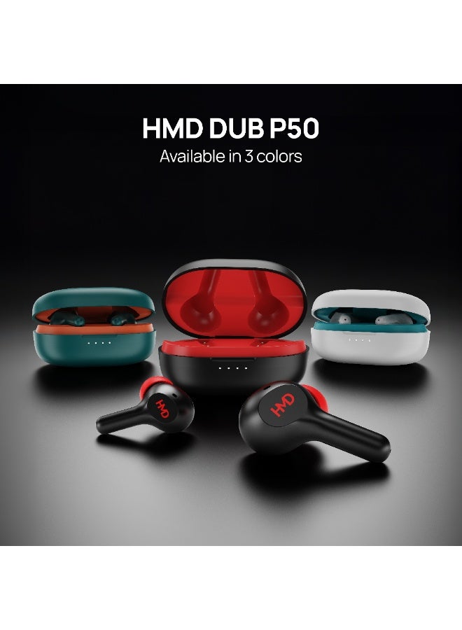 HMD DUB P50 True Wireless Earbuds, 6mm Drivers, 2 Mic AI-ENC for Clear Calls, Pocketable Design, 25 Hours Playtime, Low Latency Mode, Voice Assistant Support, IPX4, Fast Charging Black - Image 4