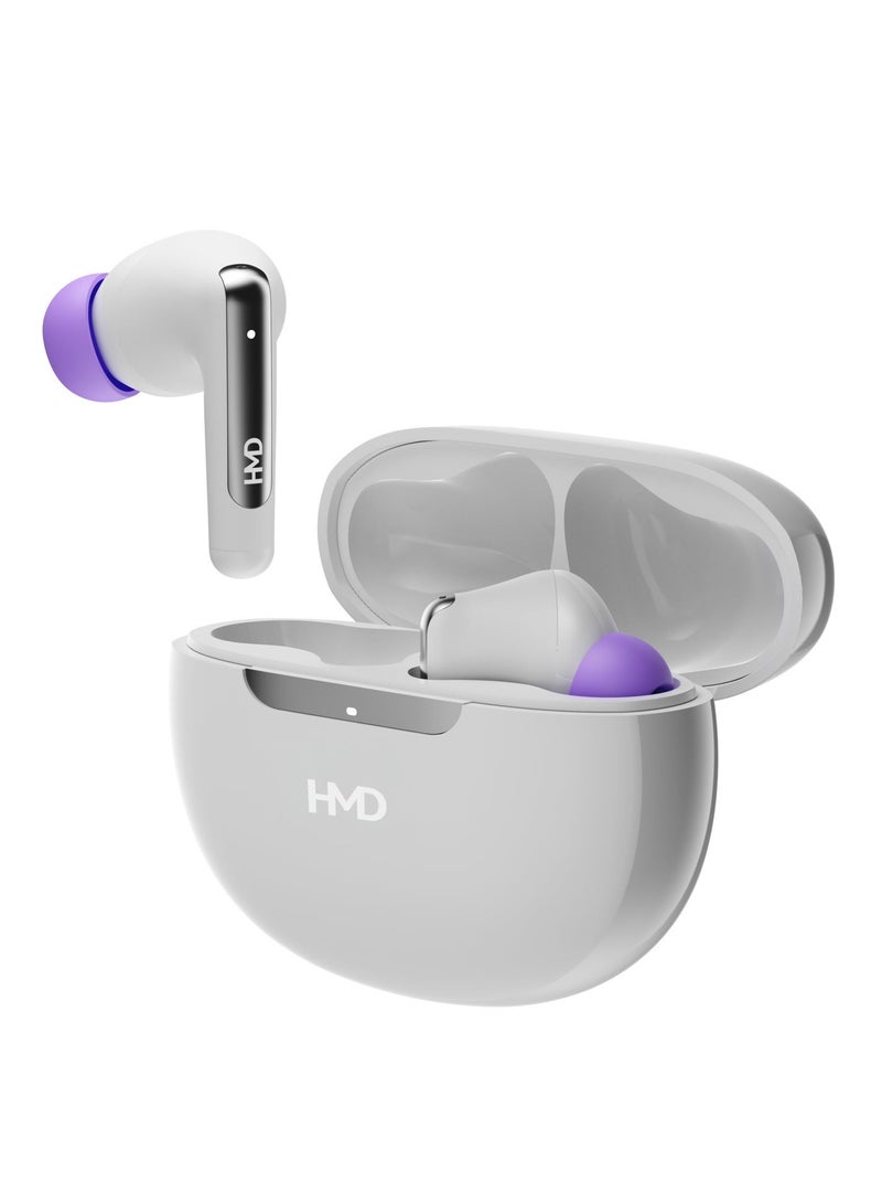 HMD DUB P60 True Wireless Earbuds, 10mm Drivers, Active Noise Cancellation, 4 Mic ENC for Clear Calls, 30 Hours Playtime, Low Latency Mode, IPX4, Instant Open and Pair, Fast Charging White - Image 3