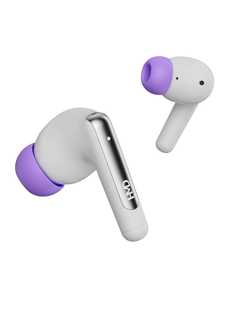 HMD DUB P60 True Wireless Earbuds, 10mm Drivers, Active Noise Cancellation, 4 Mic ENC for Clear Calls, 30 Hours Playtime, Low Latency Mode, IPX4, Instant Open and Pair, Fast Charging White - Image 4