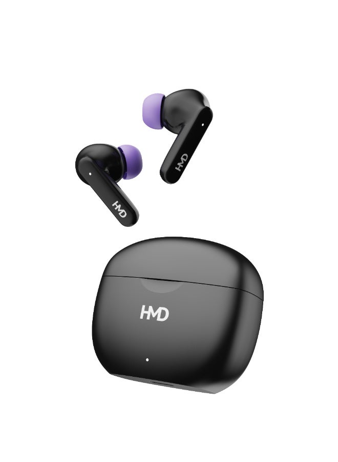 HMD DUB P70 True Wireless Earbuds, 10mm Drivers, 4 Mic AI-ENC for Clear Calls, Environmental Noise Cancellation, 35 Hours Playtime, In-Ear Detection, Low Latency Mode, IPX4, Fast Charging Black - Image 1