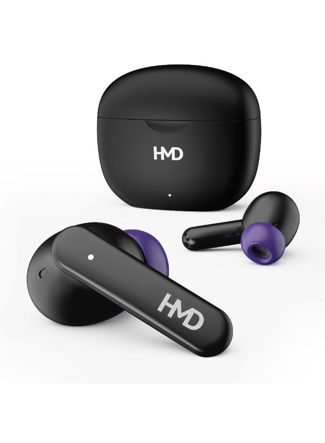 HMD DUB P70 True Wireless Earbuds, 10mm Drivers, 4 Mic AI-ENC for Clear Calls, Environmental Noise Cancellation, 35 Hours Playtime, In-Ear Detection, Low Latency Mode, IPX4, Fast Charging Black - Image 2