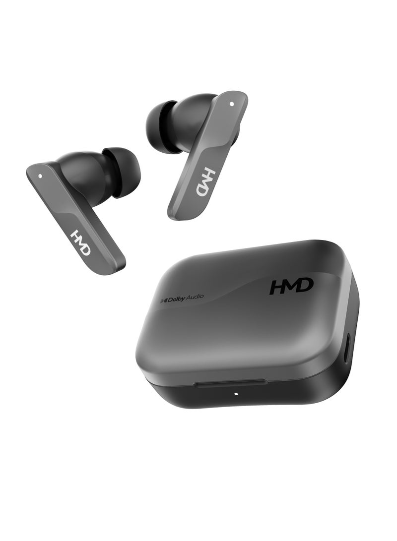 HMD DUB S60 True Wireless Earbuds, Dolby Audio Cinematic Sound, 10mm Drivers, 35 Hours Playtime, 4 Mic AI-ENC for Clear Calls, Multipoint Connectivity, Low Latency Mode, IPX4, Fast Charging Gray - Image 1