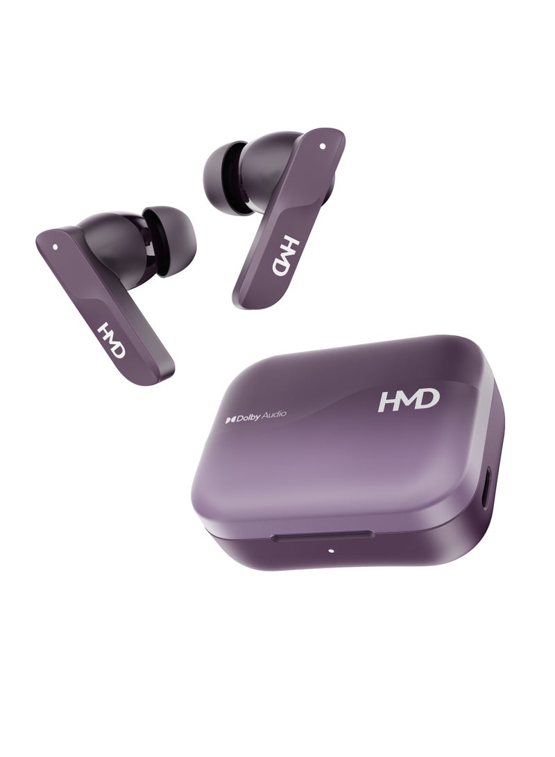 HMD DUB S60 True Wireless Earbuds, Dolby Audio Cinematic Sound, 10mm Drivers, 35 Hours Playtime, 4 Mic AI-ENC for Clear Calls, Multipoint Connectivity, Low Latency Mode, IPX4, Fast Charging Purple - Image 1