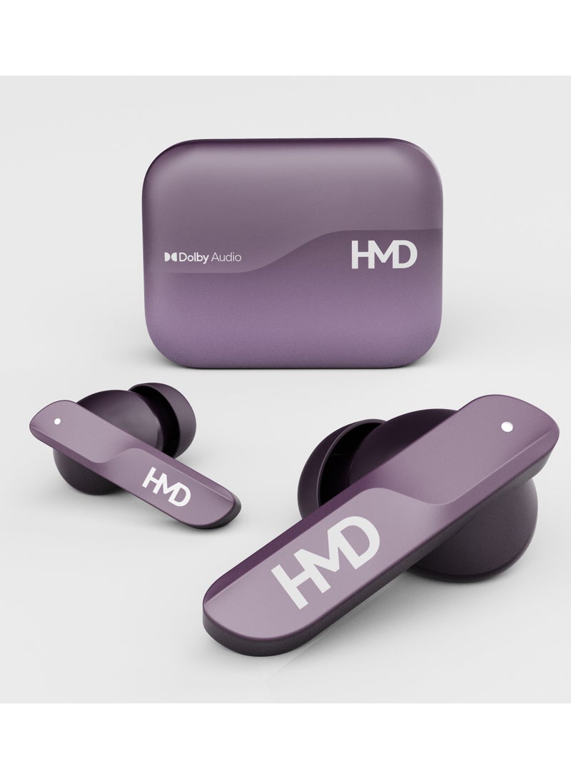 HMD DUB S60 True Wireless Earbuds, Dolby Audio Cinematic Sound, 10mm Drivers, 35 Hours Playtime, 4 Mic AI-ENC for Clear Calls, Multipoint Connectivity, Low Latency Mode, IPX4, Fast Charging Purple - Image 2