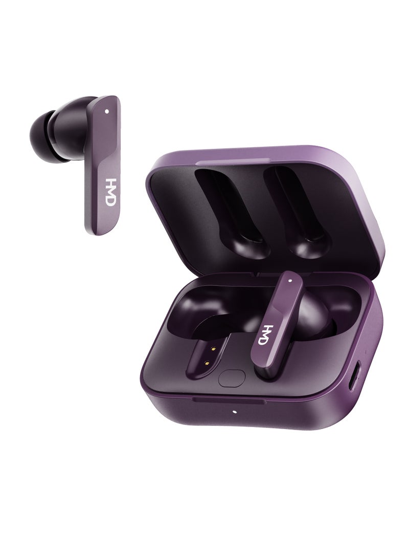 HMD DUB S60 True Wireless Earbuds, Dolby Audio Cinematic Sound, 10mm Drivers, 35 Hours Playtime, 4 Mic AI-ENC for Clear Calls, Multipoint Connectivity, Low Latency Mode, IPX4, Fast Charging Purple - Image 3