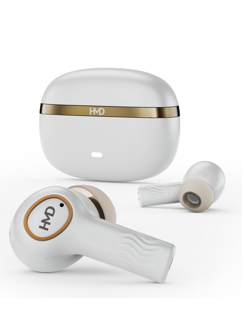 HMD DUB X50 True Wireless Earbuds, Bluetooth Earphones, 10mm Drivers, Hi-Fi DSP Chip, 70 Hrs Playtime, Low Latency Mode, 4 Mic AI-ENC for Crystal Clear Calls, IPX4, Fast Charging White - Image 2