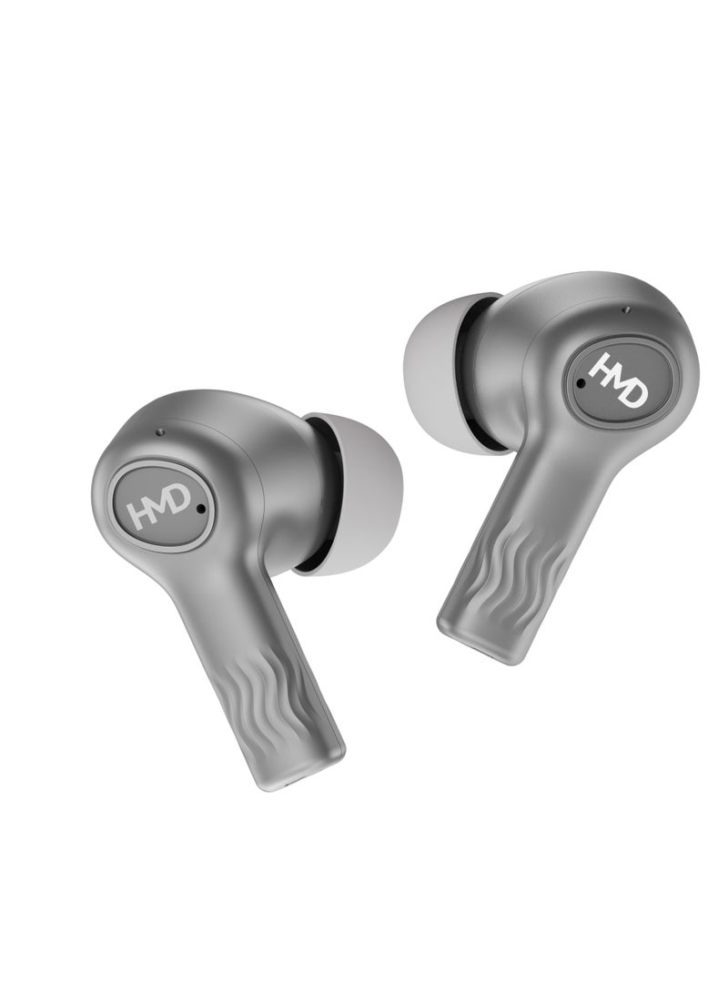HMD DUB X50 Pro True Wireless Earbuds, Bluetooth Earphones, 10mm Drivers, Hi-Fi DSP Chip, Active Noise Cancellation, 60 Hrs Playtime, 4 Mic AI-ENC for Crystal Clear Calls, IPX4, Fast Charging Silver - Image 5