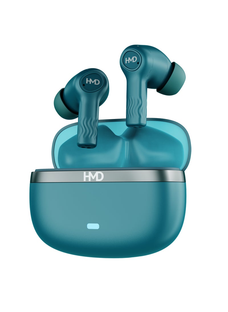 HMD DUB X50 Pro True Wireless Earbuds, Bluetooth Earphones, 10mm Drivers, Hi-Fi DSP Chip, Active Noise Cancellation, 60 Hrs Playtime, 4 Mic AI-ENC for Crystal Clear Calls, IPX4, Fast Charging Blue - Image 1