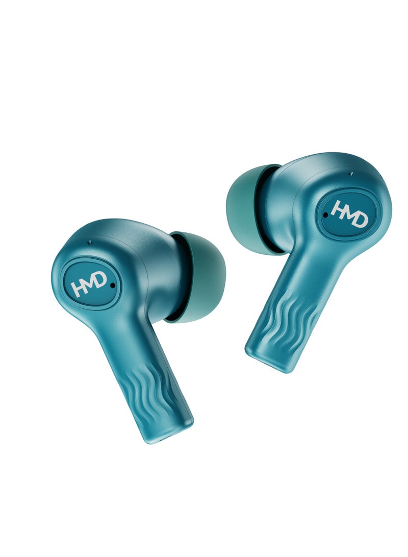 HMD DUB X50 Pro True Wireless Earbuds, Bluetooth Earphones, 10mm Drivers, Hi-Fi DSP Chip, Active Noise Cancellation, 60 Hrs Playtime, 4 Mic AI-ENC for Crystal Clear Calls, IPX4, Fast Charging Blue - Image 4