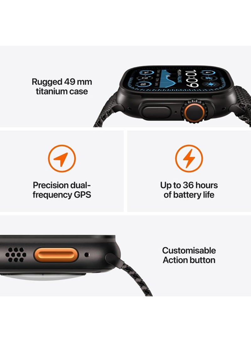 Apple Refurbished - Watch Ultra GPS + Cellular 49mm Smartwatch With Natural Rugged Titanium Case & Navy Ocean Band Natural Titanium Case - Image 3