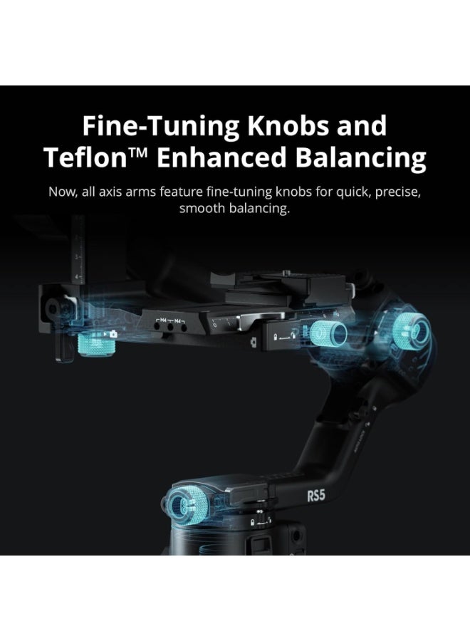 DJI RS 5 Gimbal Stabilizer, Extended Grip Tripod, Quick Release Plate, USB Charging Cable, Carrying Case, Combo Accessories - Image 5