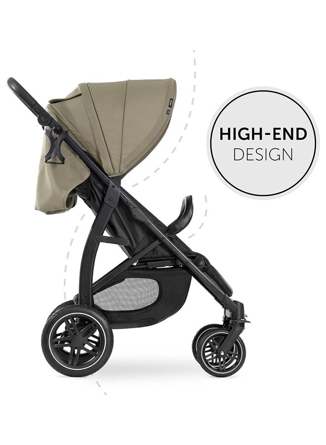 هوك عربة الأطفال رابد 4D – زيتوني – من الولادة حتى 25 كجم - 4 سنوات – عربة دفع لجميع التضاريس مع نظام تعليق، مقبض قابل للتعديل في الارتفاع وسلة XL - Image 3
