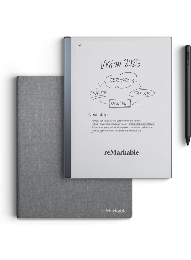 ريماركابل 2 Paper Tablet 10.3-inch with Book Folio in Gray Polymer Weave and Marker Plus - Image 1