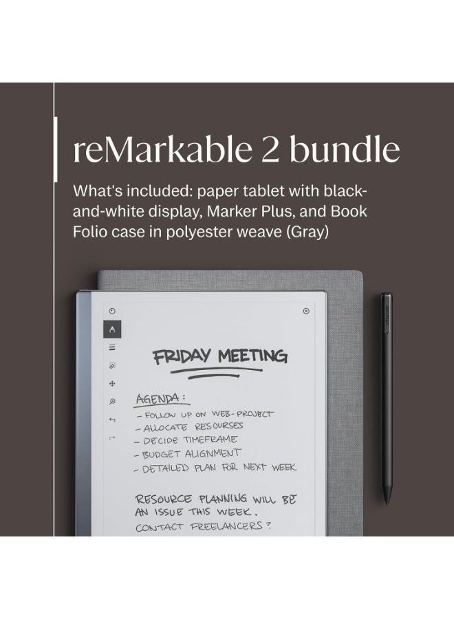 ريماركابل 2 Paper Tablet 10.3-inch with Book Folio in Gray Polymer Weave and Marker Plus - Image 2