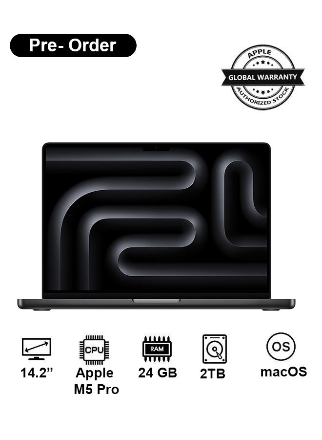 Apple New 2026 MacBook Pro MGDT4 | 14.2 Inch Display | Apple M5 Pro Chip | 18-Core CPU 20-Core GPU | 24GB RAM | 2TB SSD | macOS | English And Arabic Keyboard | Space Black - Image 1