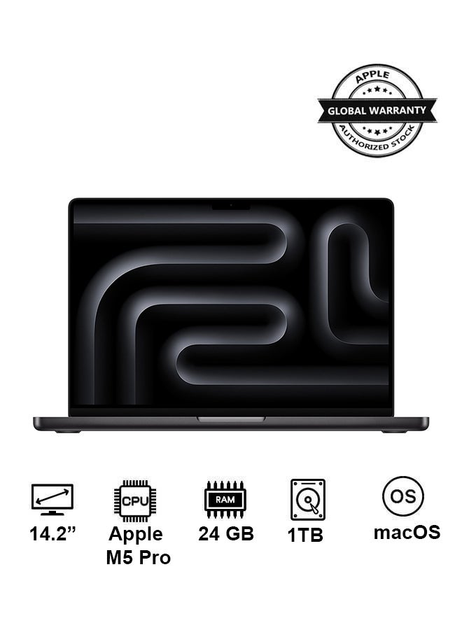 New 2026 MacBook Pro MGDR4 | 14.2 Inch Display | Apple M5 Pro Chip | 15-Core CPU 16-Core GPU | 24GB RAM | 1TB SSD | macOS | English Keyboard | Space Black