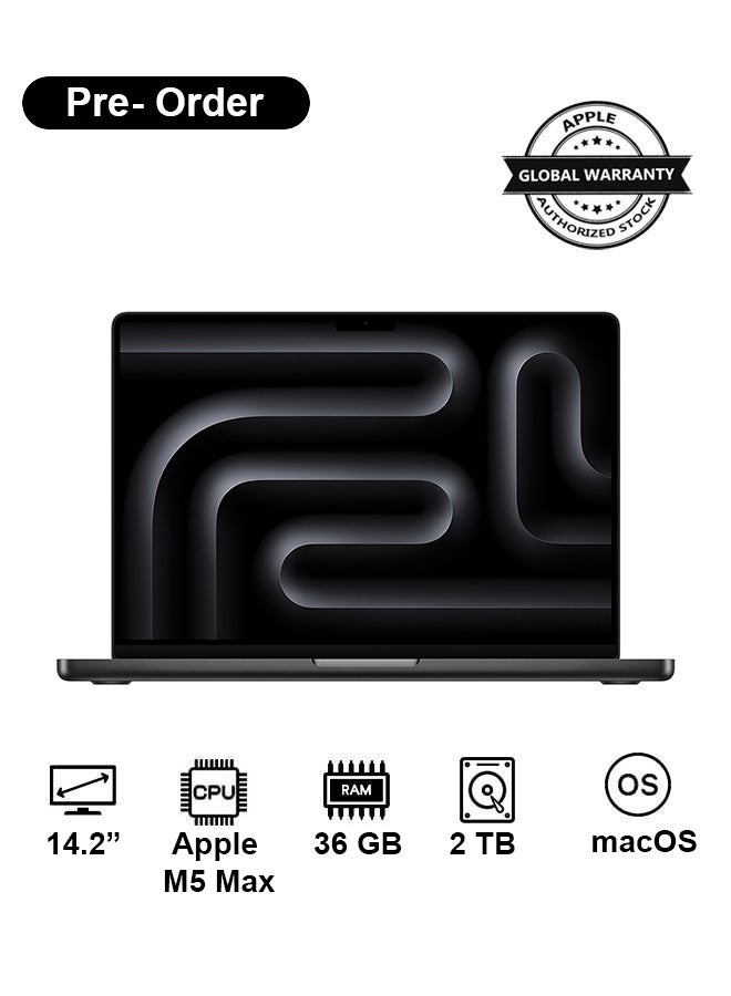 Apple New 2026 MacBook Pro MGDU4 | 14.2 Inch Display, M5 Max Chip 18-Core CPU 32-Core GPU | 36GB RAM | 2TB SSD | macOS | English And Arabic Keyboard | Space Black - Image 1