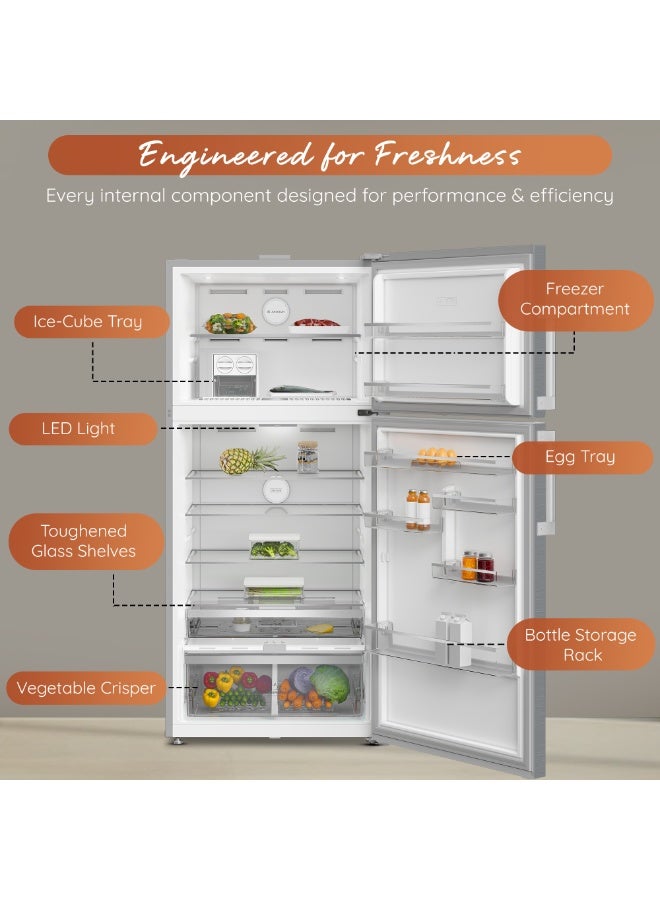 Ariston Top Mount Refrigerator, 830L Gross / 630L Net, Inverter Compressor, No Frost, Dual Cooling, Reversible Door, Touch Control, 10-Year Compressor Warranty, Made in Turkey – ART83F6653XME 160 W ART83F6653XME Titanium Inox - Image 4