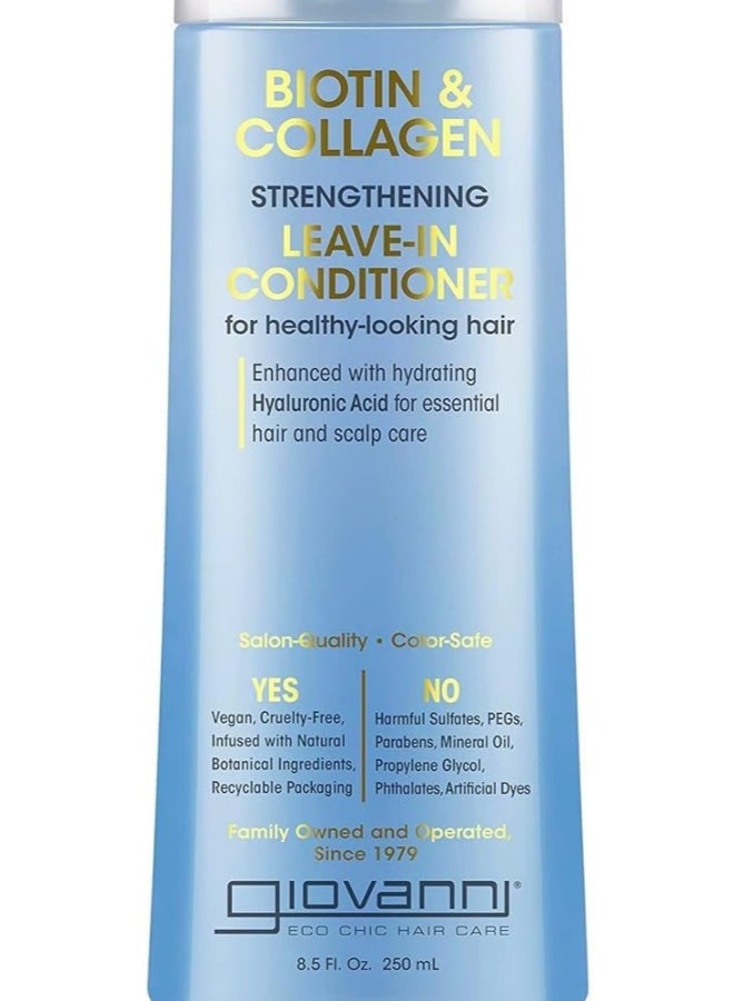 Giovanni Biotin & Collagen Leave-In Conditioner - Strengthening Formula for Healthy Looking Hair - 250 ml - Image 1