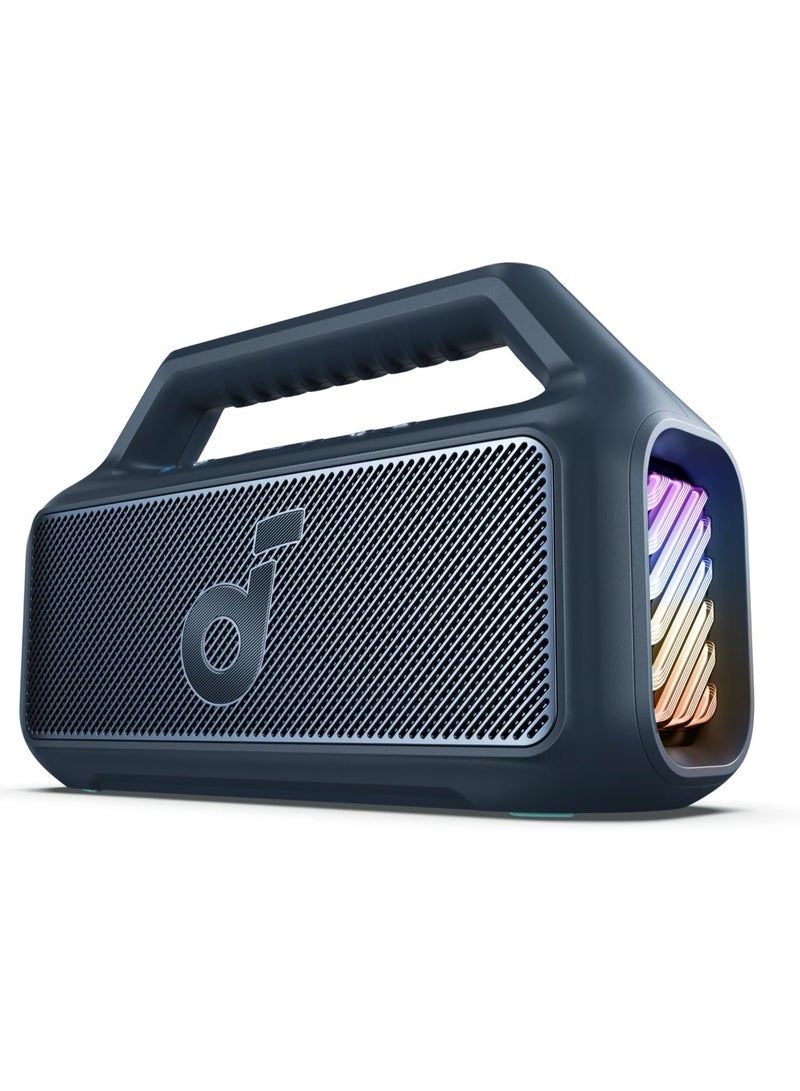 Soundcore Boom 2 by Anker, Outdoor Speaker, 80W, Subwoofer, BassUp 2.0, 24H Playtime, IPX7 Waterproof, Floatable, RGB Lights, USB-C, Custom EQ, Bluetooth 5.3, Portable for Camping and Beach - Blue - Image 1