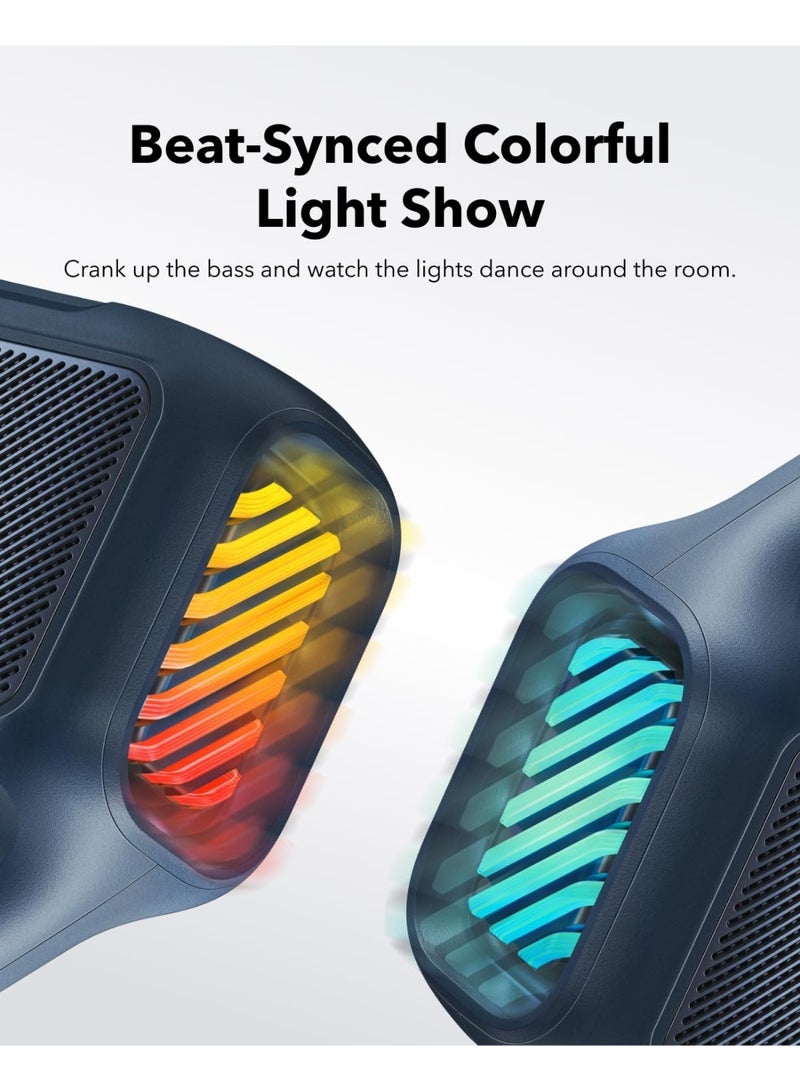 Soundcore Boom 2 by Anker, Outdoor Speaker, 80W, Subwoofer, BassUp 2.0, 24H Playtime, IPX7 Waterproof, Floatable, RGB Lights, USB-C, Custom EQ, Bluetooth 5.3, Portable for Camping and Beach - Blue - Image 4