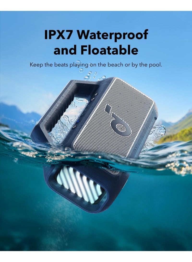 Soundcore Boom 2 by Anker, Outdoor Speaker, 80W, Subwoofer, BassUp 2.0, 24H Playtime, IPX7 Waterproof, Floatable, RGB Lights, USB-C, Custom EQ, Bluetooth 5.3, Portable for Camping and Beach - Blue - Image 5