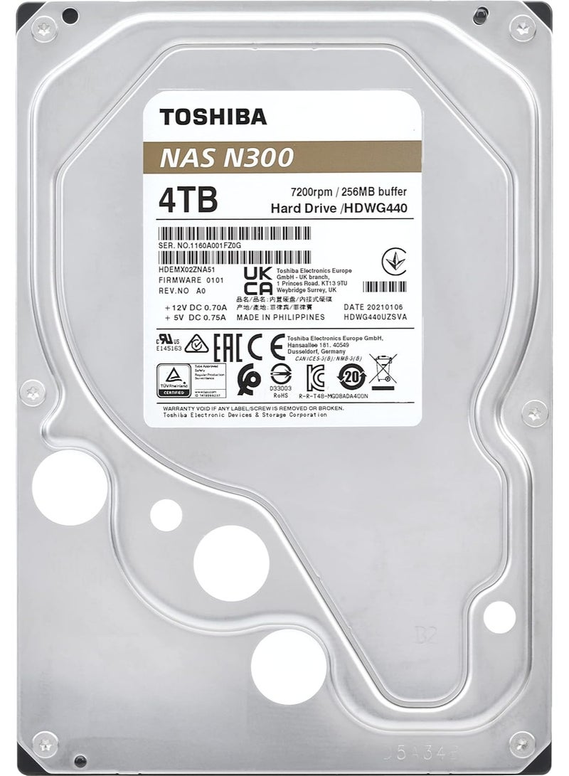 Toshiba 4TB N300 NAS Hard Drive – 3.5" SATA 6Gb/s, 7200 RPM, 128MB Cache, RV Sensor, 24/7 High-Performance Storage for NAS, RAID-Ready, Multi-User, Desktop & Small Business | HDWG740EZSTC 4 TB - Image 5