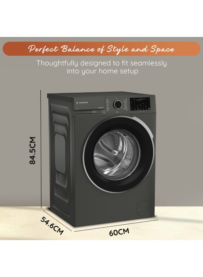 Ariston 8KG Front Load Washing Machine 1200RPM with Steam Therapy, ProSmart Inverter Motor, Add Garment, Mini 14 Quick Wash, Made in Turkey, Gray– ARWF08122SMME 8 kg ARWF08122SMME Grey - Image 3