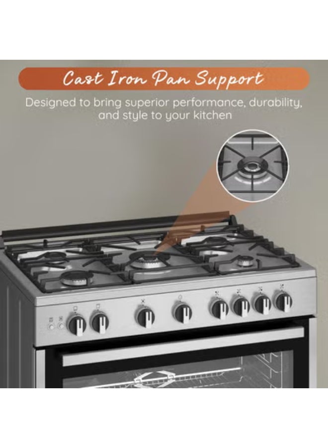 Ariston 90CM Gas Cooker, 5 Burners, Fan-Assisted Oven, Self-Cleaning, Auto Ignition, Safety Valve, Cast Iron Support, Inox – ARR9GGF22125XME ARR9GGF22125XME Inox - Image 5