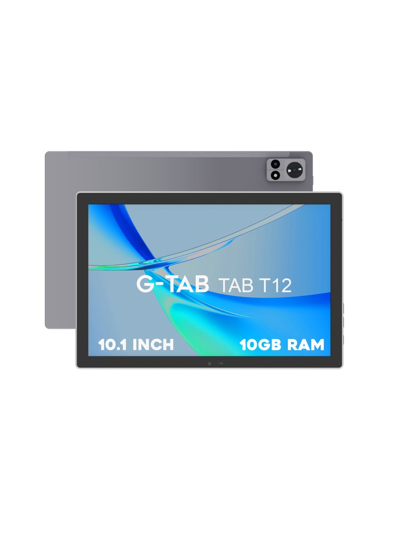 G-Tab T12 10.1 Inch Tablet with 10GB RAM + 128GB ROM 4G LTE Android 15 IPS Display with Stylus Support TDRA-Grey - Image 1