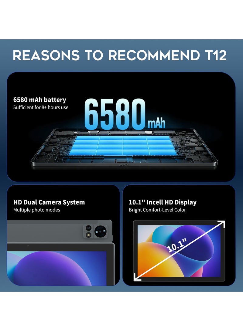 G-Tab T12 10.1 Inch Tablet with 10GB RAM + 128GB ROM 4G LTE Android 15 IPS Display with Stylus Support TDRA-Grey - Image 4