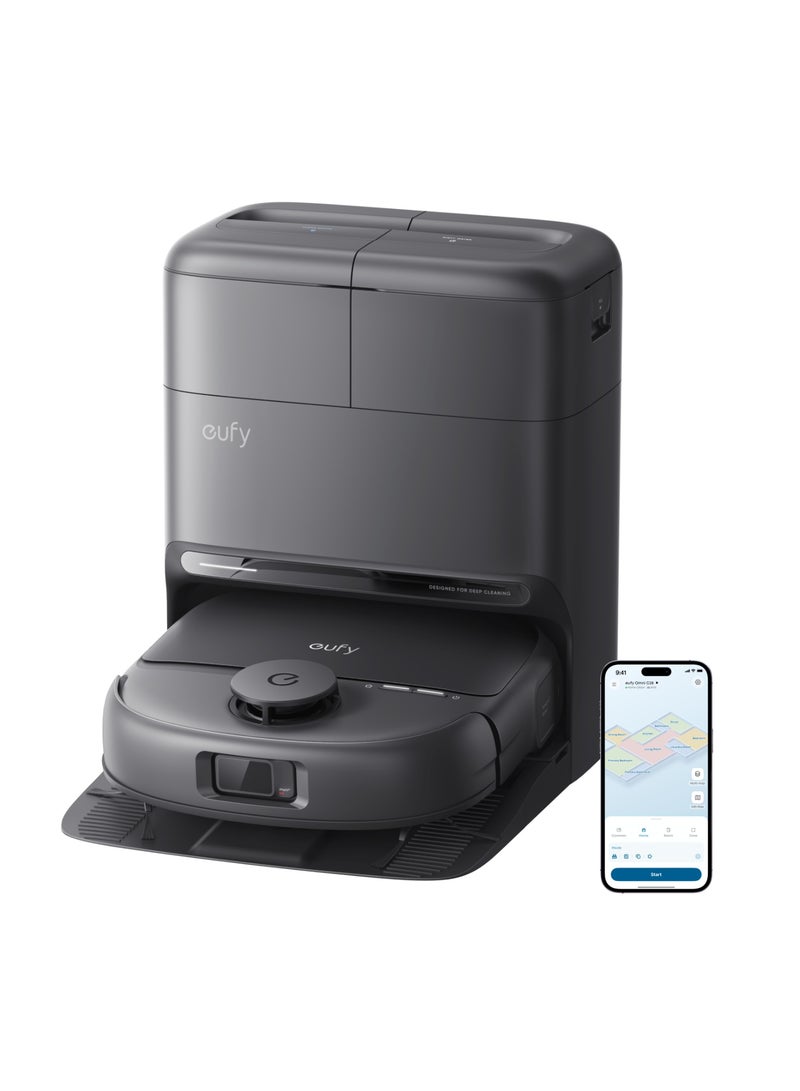 إيوفي eufy C28 Omni, Robot Vacuum Cleaner With Mop,HydroJet Self-Cleaning Roller Mop, Powerful 15,000 Pa Suction, 5-in-1 Robot Vacuum and Mop Combo for Home, Zero-Tangle Design, AI Obstacle Avoidance 60 W T211A210 black - Image 1