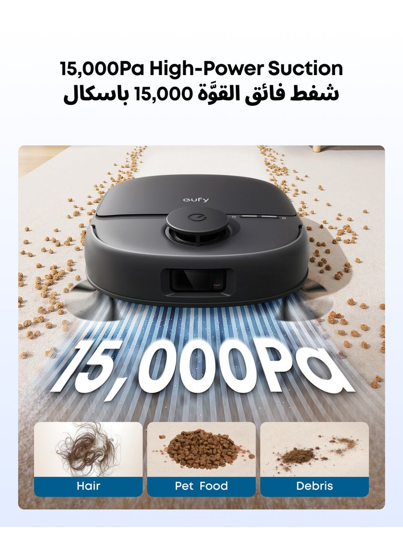 إيوفي eufy C28 Omni, Robot Vacuum Cleaner With Mop,HydroJet Self-Cleaning Roller Mop, Powerful 15,000 Pa Suction, 5-in-1 Robot Vacuum and Mop Combo for Home, Zero-Tangle Design, AI Obstacle Avoidance 60 W T211A210 black - Image 4