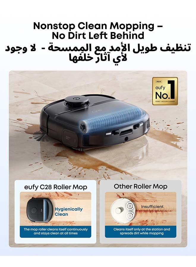 إيوفي يوفي C28 أومني، مكنسة كهربائية روبوت مع ممسحة، ممسحة أسطوانية ذاتية التنظيف بتقنية هايدرو جيت، شفط قوي بقوة 15,000 باسكال، مكنسة وممسحة روبوت 5 في 1 للمنزل، تصميم بدون تشابك، تجنب العقبات بالذكاء الاصطناعي - Image 5
