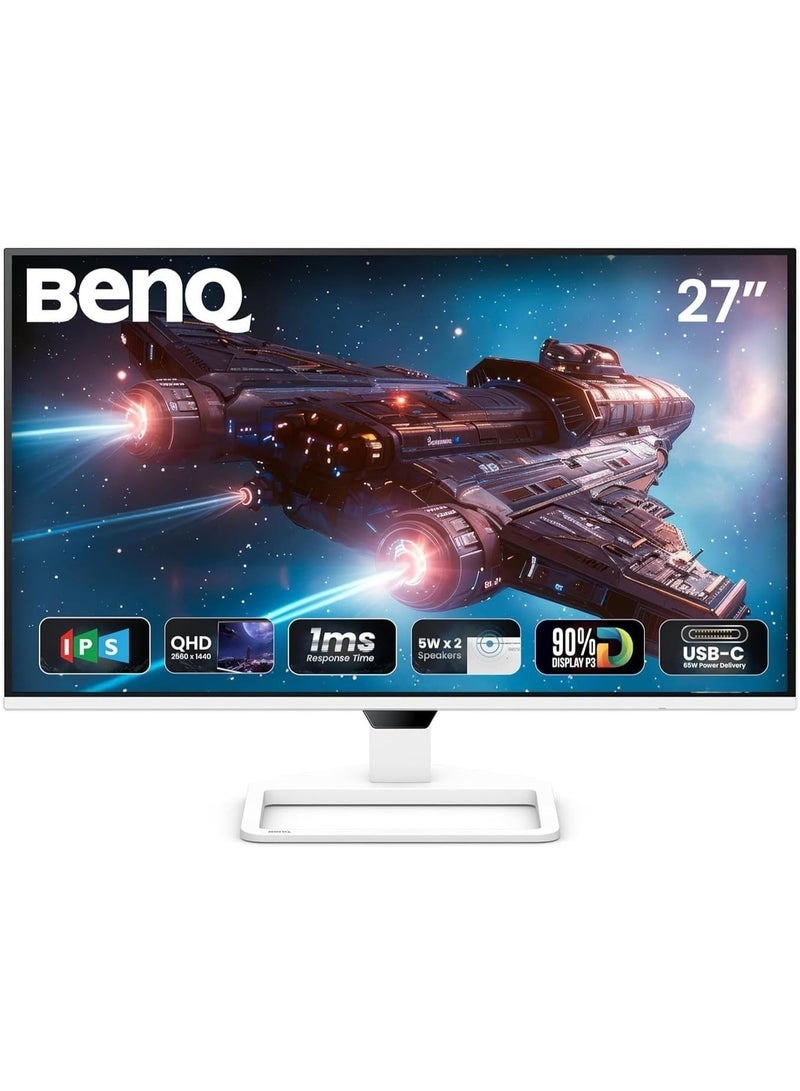بين كيو شاشة بنكي EW270Q 2K QHD 200Hz USB-C 65W PD للألعاب والمكتب، 1ms، مكبرات صوت 5W، HDRi، AMD FreeSync Premium - السعودية - ضمان 3 سنوات - Image 1