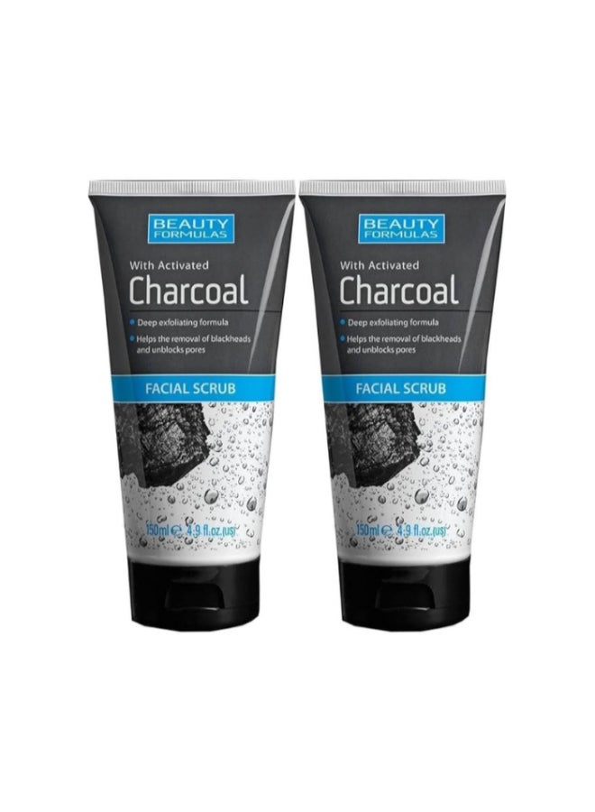 بيوتي فورميلاز Charcoal Facial Scrub | Deep Exfoliating, Removes Blackheads & Unblock Pores (Pack of 2 x 150ml Each) multicolour 300ml - Image 1