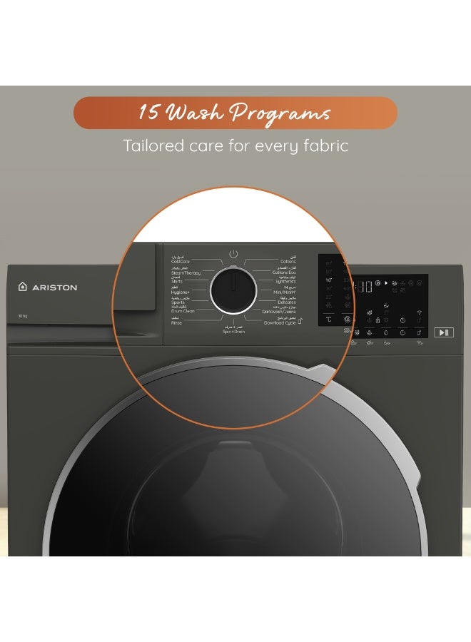 Ariston 10KG Front Load Washing Machine 1400RPM with Steam Therapy, ProSmart Inverter Motor, WiFi HomeWhiz App, Add Garment, Mini 14 Quick Wash, Made in Turkey, Manhattan Gray– ARWF10143DMME 10 kg ARWF10143DMME Grey - Image 5