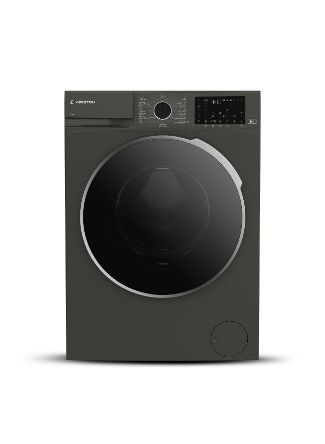Ariston 10KG Front Load Washing Machine 1400RPM with Steam Therapy, ProSmart Inverter Motor, WiFi HomeWhiz App, Add Garment, Mini 14 Quick Wash, Made in Turkey, Manhattan Gray– ARWF10143DMME 10 kg ARWF10143DMME Grey - Image 1