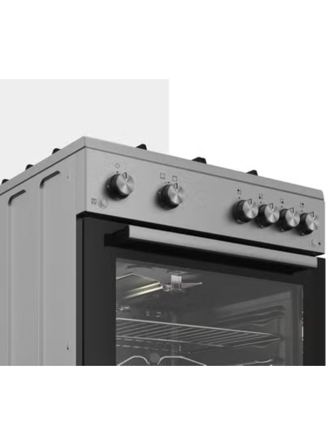 Ariston 60cm Gas Cooker, 4 Burners, Mechanical Timer, Glass Oven Door, Cast Iron Support, 64L Cavity, Inox - ARR6GGG23125XME ARR6GGG23125XME Silver - Image 3