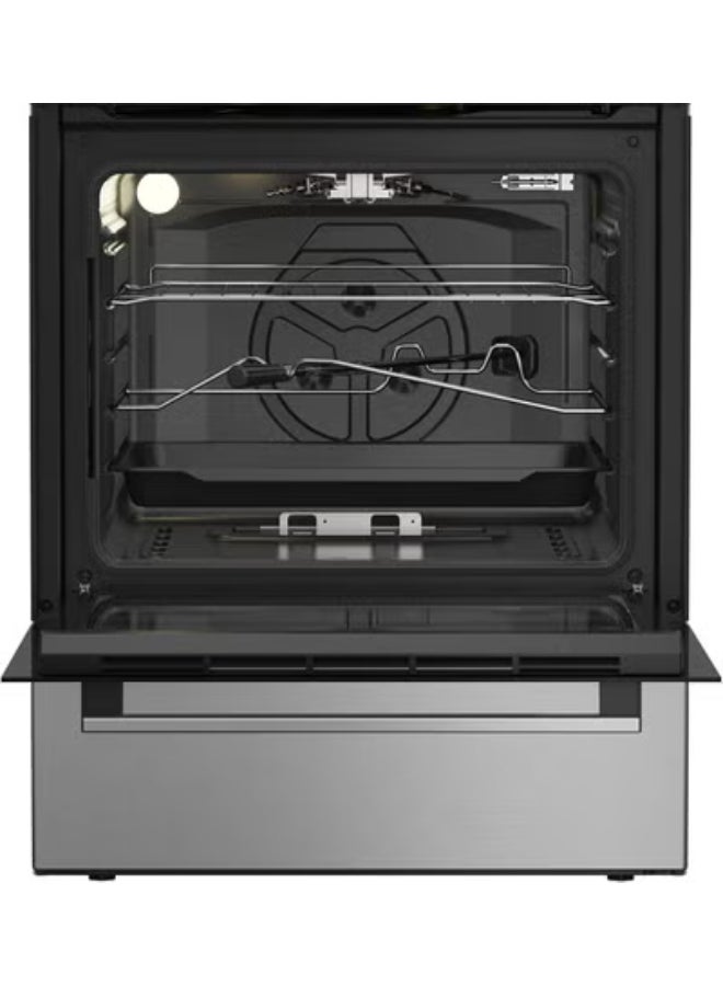 Ariston 60cm Gas Cooker, 4 Burners, Mechanical Timer, Glass Oven Door, Cast Iron Support, 64L Cavity, Inox - ARR6GGG23125XME ARR6GGG23125XME Silver - Image 5