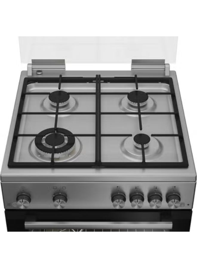 Ariston 60cm Gas Cooker, 4 Burners, Mechanical Timer, Glass Oven Door, Cast Iron Support, 64L Cavity, Inox - ARR6GGG23125XME ARR6GGG23125XME Silver - Image 4
