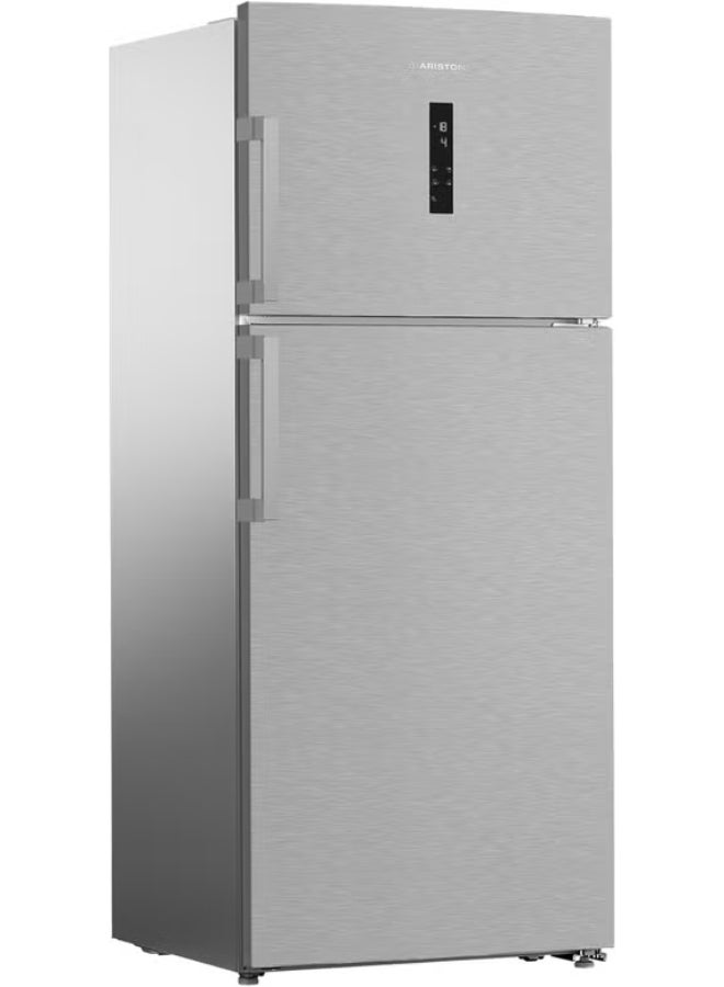 Ariston 557L Gross / 405L Net, Double Door Freezer Top Refrigerator, Inverter Compressor, No Frost Technology, LED Display, Holiday Mode, Glass Shelves, Titanium Inox - ART78F6593XME 220 W ART78F6593XME ‎Titanium Inox - Image 3
