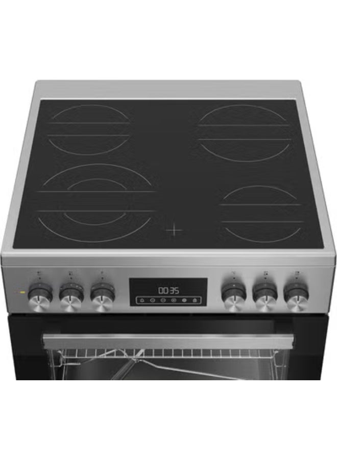Ariston 60cm Electric Cooker, 4 Burners, Vitroceramic, Built-In Electric Grill, LED Touch Control, 6 Functions, Steam Cleaning, Inox - ARR6EV520205XME ARR6EV520205XME Inox - Image 4
