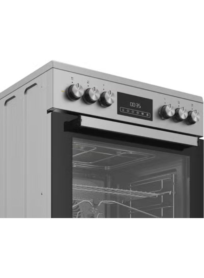 Ariston 60cm Electric Cooker, 4 Burners, Vitroceramic, Built-In Electric Grill, LED Touch Control, 6 Functions, Steam Cleaning, Inox - ARR6EV520205XME ARR6EV520205XME Inox - Image 3
