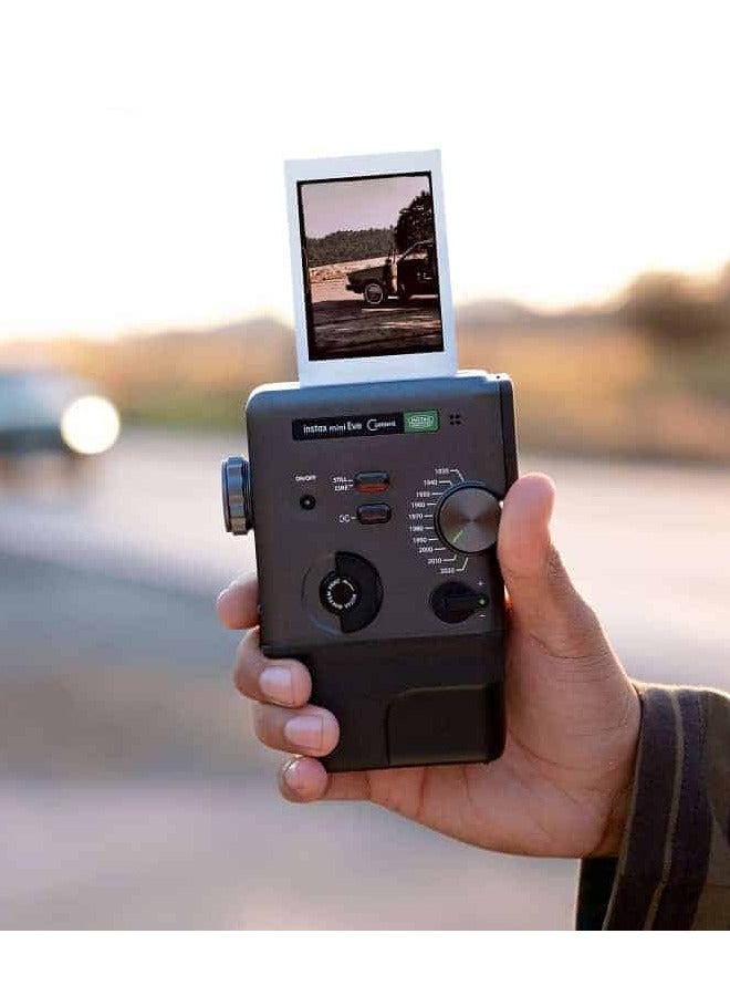 فوجي فيلم كاميرا فورية هجينة FUJIFILM instax mini Evo Cinema – كاميرا رقمية وفورية مع تسجيل الفيديو، تشغيل QR، 10 تأثيرات عدسة و10 تأثيرات فيلم – تطبع على فيلم Instax Mini (أسود) - Image 4