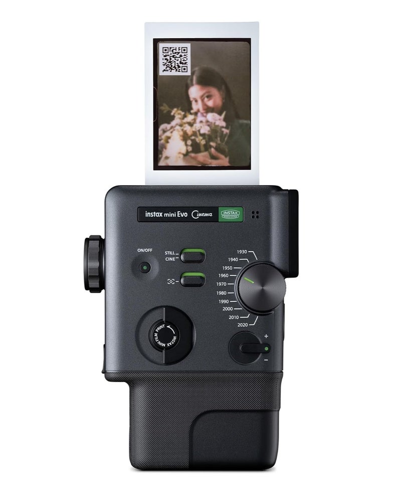 فوجي فيلم كاميرا فورية هجينة FUJIFILM instax mini Evo Cinema – كاميرا رقمية وفورية مع تسجيل الفيديو، تشغيل QR، 10 تأثيرات عدسة و10 تأثيرات فيلم – تطبع على فيلم Instax Mini (أسود) - Image 2