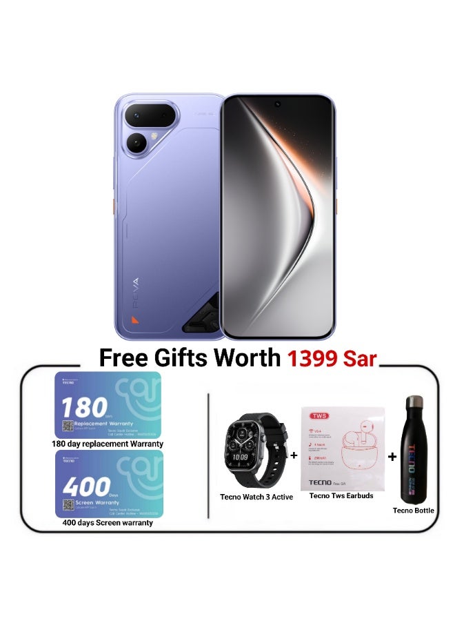 TECNO Pova Curve 2 5G 256GB - 12GB Mystic Purple + 180 Days Replacement Warranty and 400 Days Screen Warranty and Tecno Watch Active and Tecno TWS Buds and Tecno Thermos Bottle - Image 1